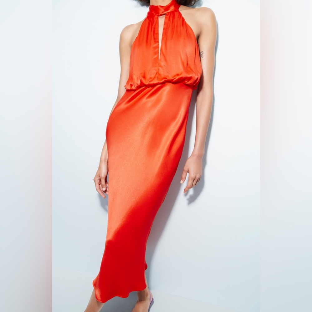 Zara Satin halter dress